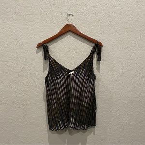 H&M tie shoulder vertical pattern dressy tank